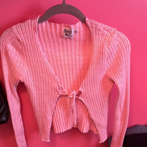 Light pink knit open sweater long sleeve - Picture 3 of 3